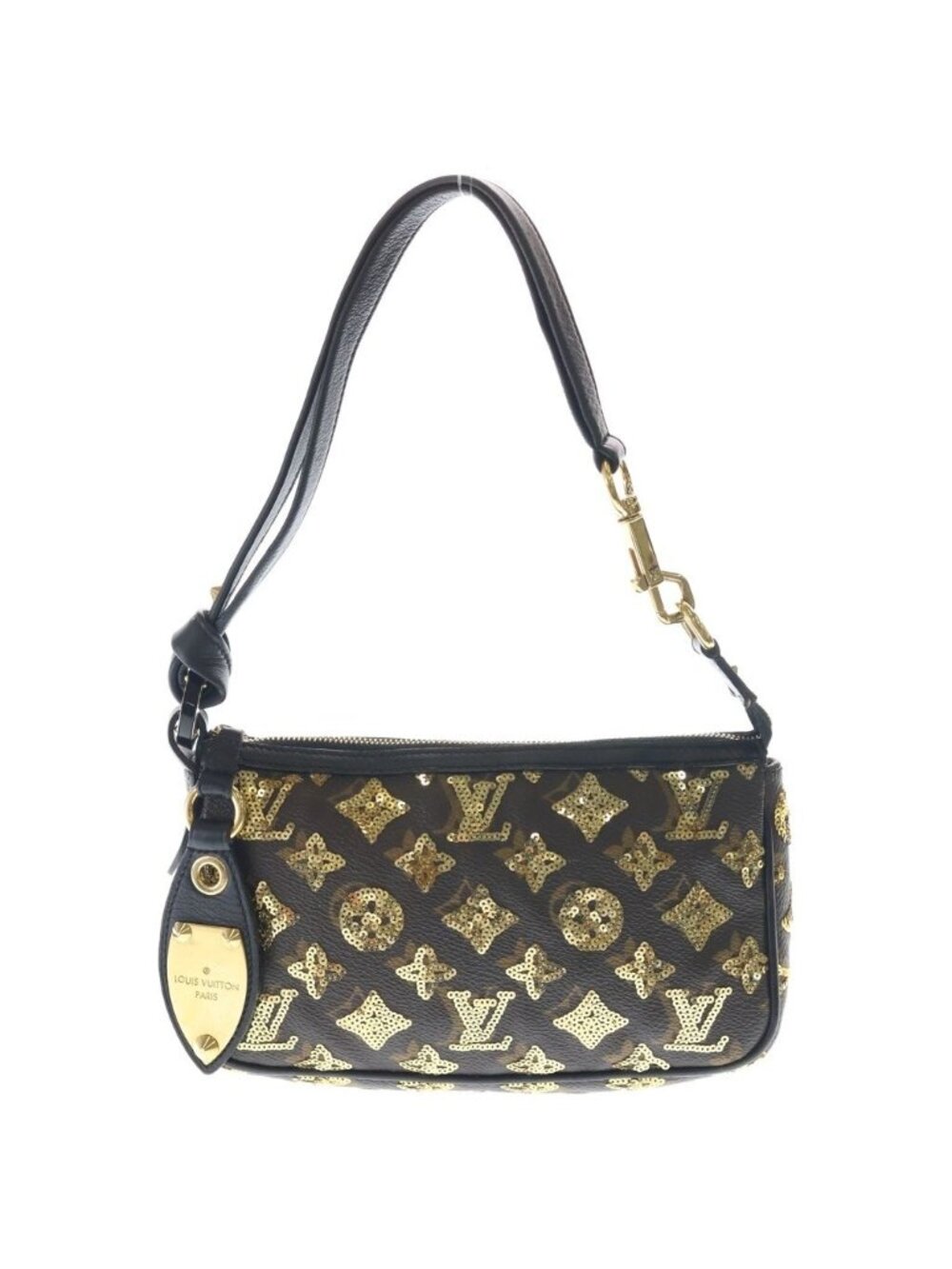 Louis Vuitton Pochette Monogram Eclipse Sequin Leather Handbag Pouch Brown